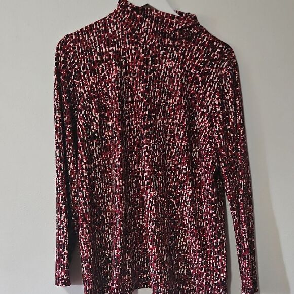 Susan Graver Printed Brushed LIQUID KNIT TURTLENECK TOP XL - Picture 1 of 7